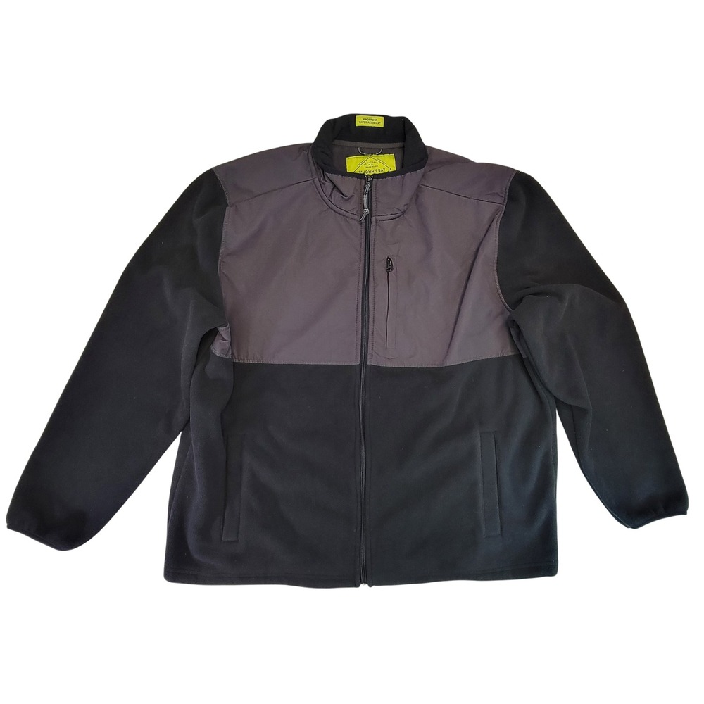 ST JOHNS BAY Men's XL Fleece‎ Jacket Windproof Water-Resistant Black Gray